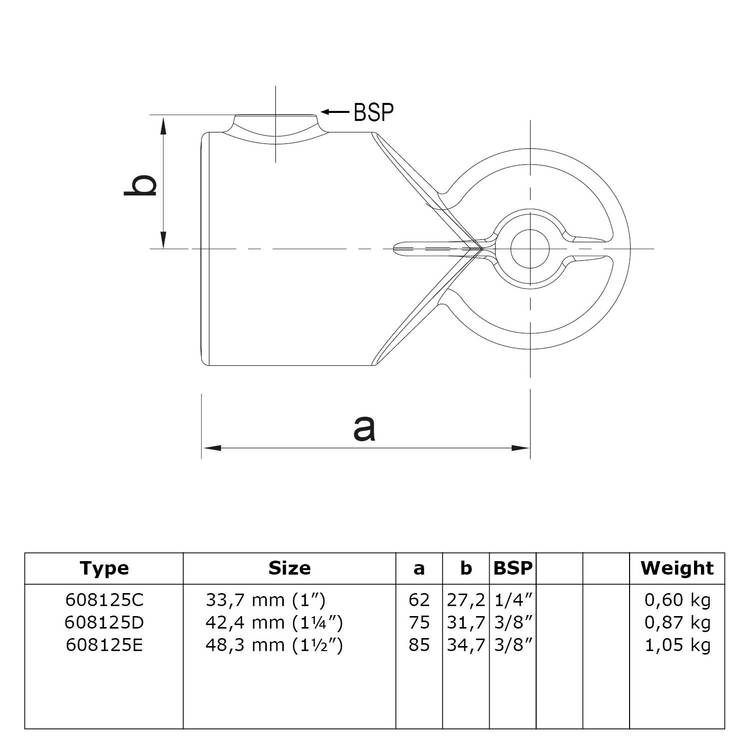 Buiskoppeling Verstelbaar kniestuk-D / 42,4 mm